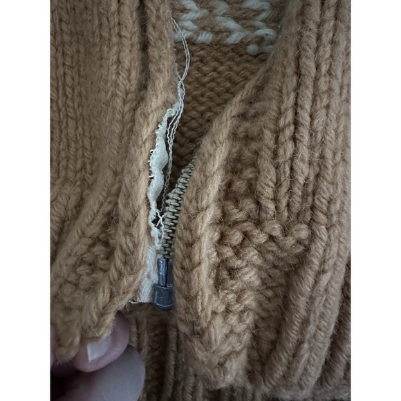 Vintage 50s Handmade Pheasant Hunting Chunky Knit Wool Cowichan Sweater - Picture 6 of 7